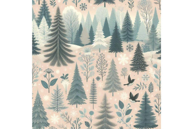 Winter forest seamless pattern