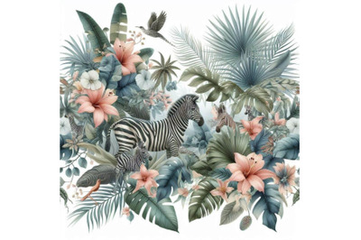 Tropical jungle seamless pattern. Floral desig