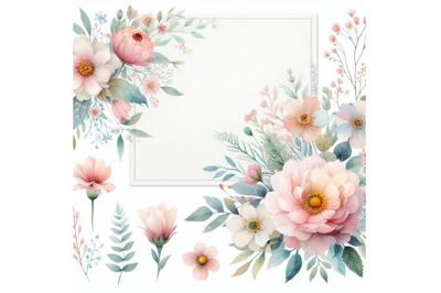 Watercolor flower garden card