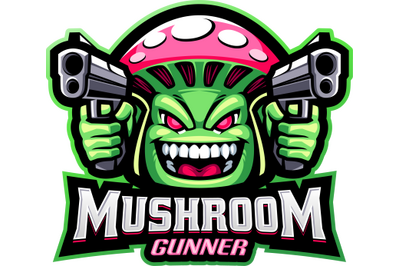 Mushroom gunner esport mascot logo design