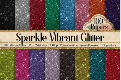 100 Sparkle Vibrant Glitter Digital Papers