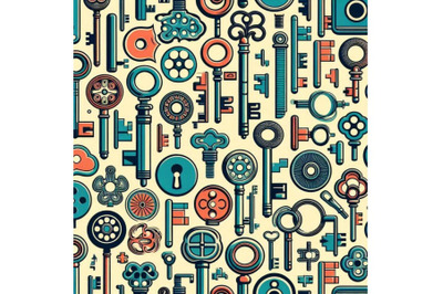 Retro keys seamless pattern