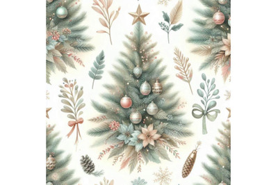 Watercolor christmas tree seamless pattern