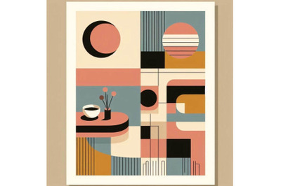 Abstract geometric poster in modern mid c