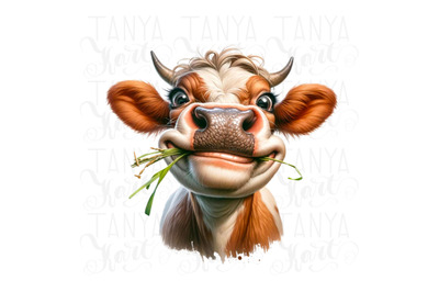 Funny Cow PNG Digital Prints, Sublimation Designs