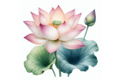 Lotus flower. watercolor