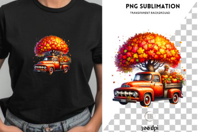 Autumn Truck PNG Digital Prints, Sublimation Print, Crafting