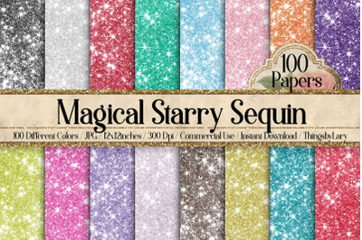 100 Magical Starry Sequin Digital Papers