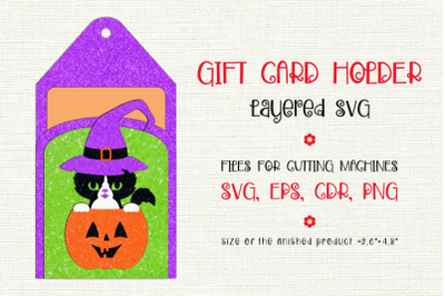 Black Cat and Pumpkin | Halloween Gift Card Holder | Paper Craft Templ