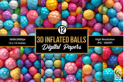 Colorful 3D Inflated Balls Seamless Patterns