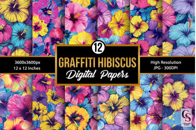 Summer Graffiti Hibiscus Digital Papers