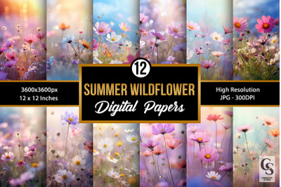 Summer Wildflowers Background Digital Papers