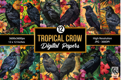 Summer Tropical Black Crow Digital Papers