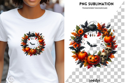 Halloween Wreath PNG Designs, Digital Prints for Crafting and Card Mak