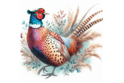 Watercolor pheasant