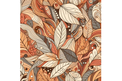 Abstract seamless pattern of autumn leaf filled