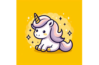 Cute unicorn cartoon horse