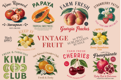 Vintage Fruit PNG Bundle