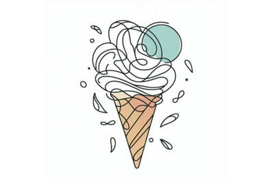 Abstract bitten ice cream continuous one line d