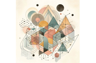 Abstract geometry shapes with watercolor and