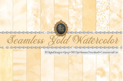 18 Seamless Gold Watercolor Digital Papers