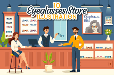 10 Eyeglasses Store Illustration