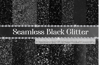 16 Seamless Black Glitter Digital Papers