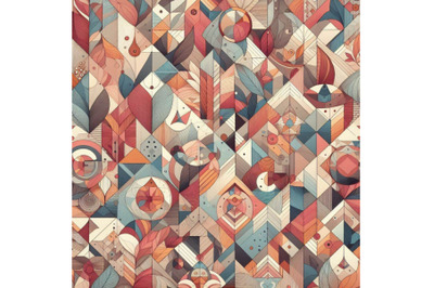 Abstract autumn geometric seamless pattern