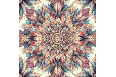 Watercolor ethnic ornate feathers abs