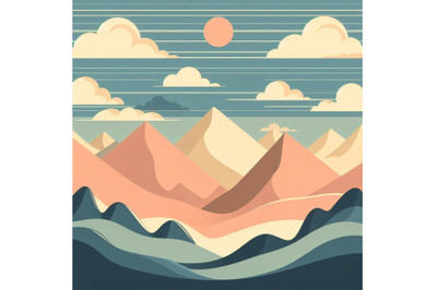 Abstract mountain range landscape, flat scenery backgr