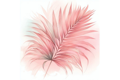 Watercolour pink colored and graphic palm leaf painting