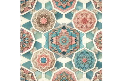 Watercolor hexagon seamless pattern