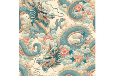 Chinese Dragon seamless pattern. Asian dragon illustrati