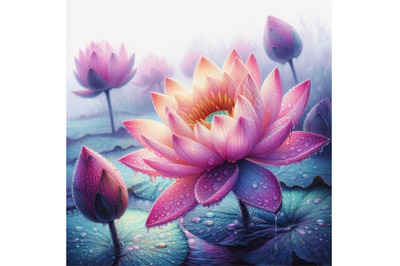 a beautiful lotus flower with waterdrop