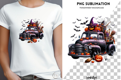 Halloween Pumpkin and Truck Digital Prints, PNG Designs for Crafting,