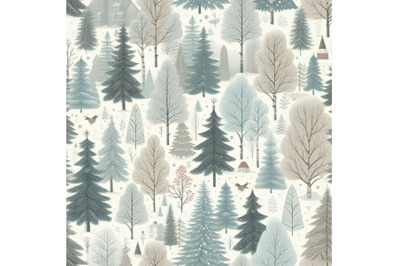 Winter forest seamless pattern