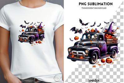 Halloween Pumpkins &amp; Truck Sublimation Prints for Crafting, PNG Digita