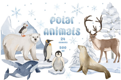 Polar Animals Clipart, Arctic Animal PNG
