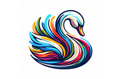 02 line art colorful abstract bird swan logo