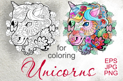 Unicorns for coloring