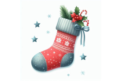 Christmas sock in watercolor