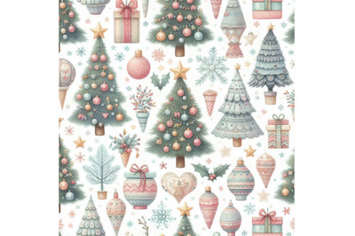 Watercolor christmas tree seamless pattern