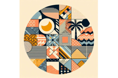 Abstract summer geometric seamless pattern