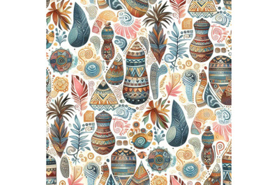 African ethnic seamless watercolor pattern