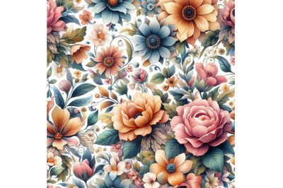 Watercolor floral seamless pattern