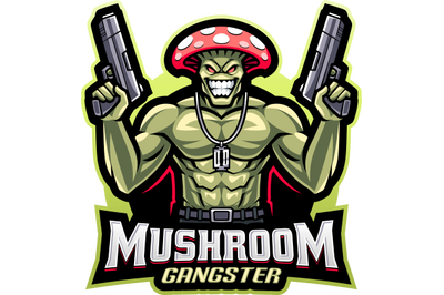 Mushroom gangster esport mascot logo design