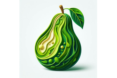 04  Vector paper cut green pear fruit, cut sh