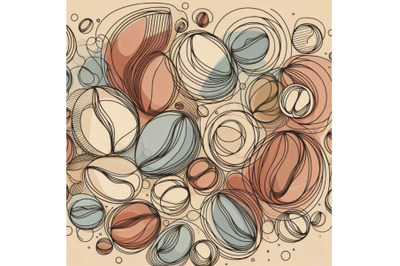 Abstract coffee bean drawing, coffee beans set c