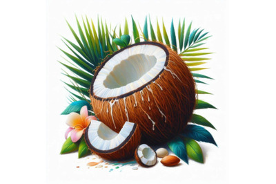 04 Coconut on a white background