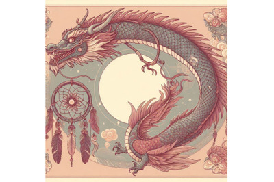 Chinese Dragon and dreamcatcher card